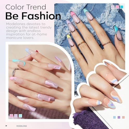 modelones Pink Gel Nail Polish Set 6 Colors, Hot Neon Light Dark Milk Pink - color: B Buzzy Pastel
