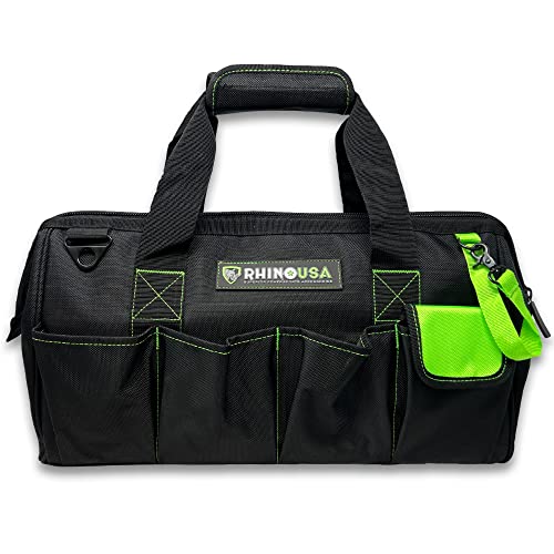 Rhino USA Tool Bag (18-Inch) - Heavy Duty Wide Mouth Tote for Men - color: Black