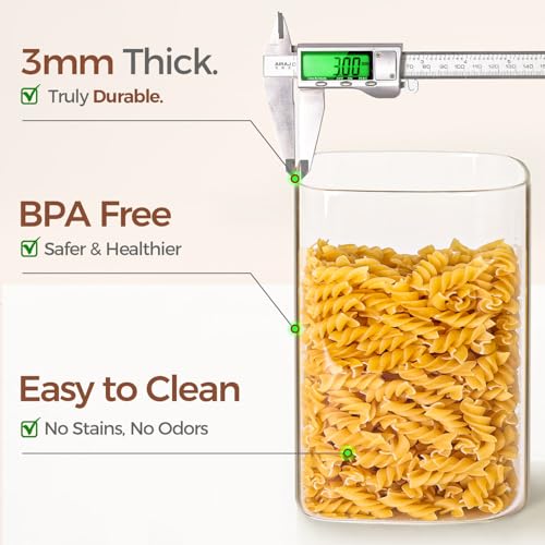 ComSaf Flour Sugar Storage Containers 4 Qt, Set of 2 Glass Flour Container | 1 Gallon Large Glass Storage Containers, 15cm Extra Wide Mouth Canisters, Easy Clean and Scoop, 4.4lb Flour Jar, BPA Free - size: 4Qt*2