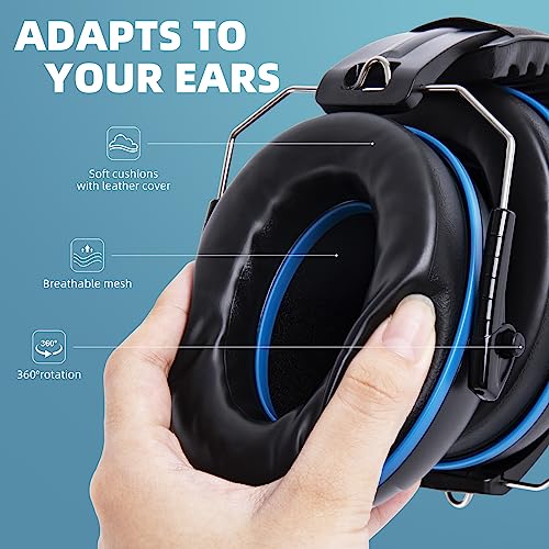 Noise Cancelling Ear muffs for Shooting Ear Protection, SNR 35dB Noise Reduction Headphones for Adult Kids Autism, Adjustable Sound Proof Hearing Protection for Shooting Mowing (Blue & White) - color: Blue & White