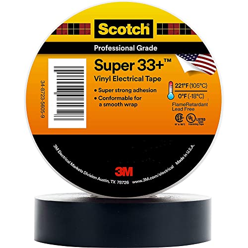 3M Scotch Super 33+ Electrical Tape - 3/4 in x 44 ft, Black, 1 Roll - size: 3/4" X 44'