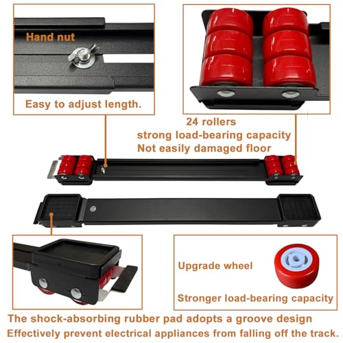 Appliance Rollers Heavy Duty 20-32in New Generation Extendable Appliance Rollers Anti Slip Mobile Washing Machine Base Easily Move Dryers, Refrigerators, Furniture (Black-Upgrade wheel) - color: Black-Upgrade wheel