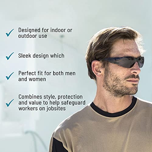 ATERET 12 Pairs Safety Glasses, Scratch and Impact Resistant, Polycarbonate ANSI Z87.1 Lens, Protective Eyewear for Lab, Industrial, Carpentry, Shooting (Grey) - color: Grey, size: 12 pairs
