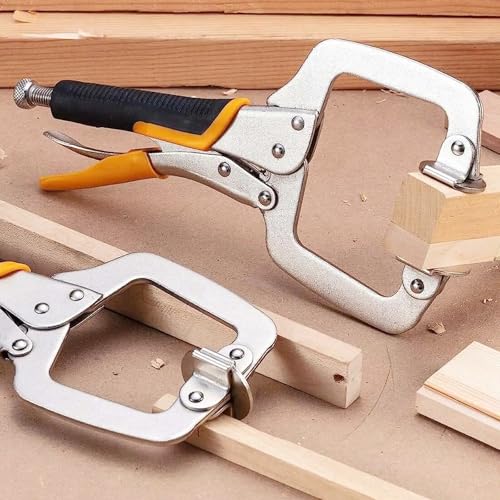 SEUNMUK 6 Inch C Clamp Locking Pliers, 4 Pack Heavy Duty Vise Grip Welding Clamps with Swivel Pads, Adjustable Face Clamp for Woodworking, Home, Electrician Maintenance, Pocket Hole Joinery - size: 4 Pack 6 Inch