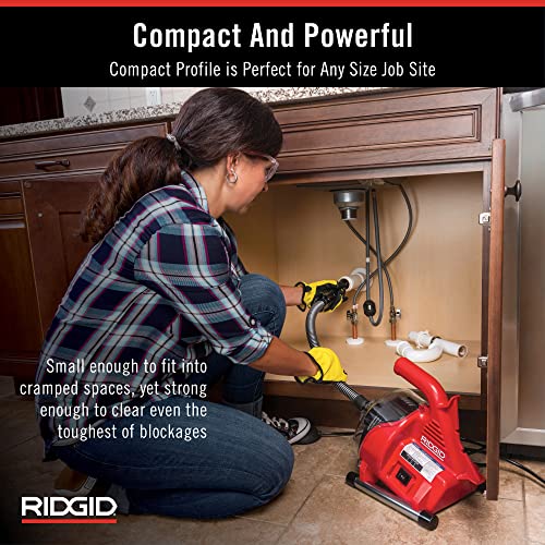 RIDGID 55808 PowerClear 120-Volt Drain Cleaning Machine Kit for Tubs, Showers, and Sinks, Drain Cleaner Machine Kit with AUTOFEED, Inner Core Cable, and Guide Hose