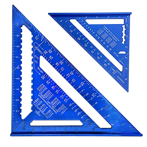 7" & 12" Imperial Triangle Ruler,Aluminum Alloy Rafter Square Protractor