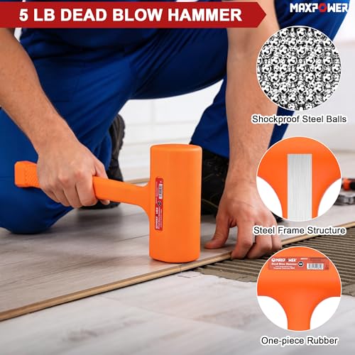 MAXPOWER 2-Piece Rubber Mallet Set – 5 lb Dead Blow Hammer & 16 oz Rubber Mallet, Non-Marring Striking Tools for Automotive, Metal Forming, Woodworking & Assembly - style: 2PCS