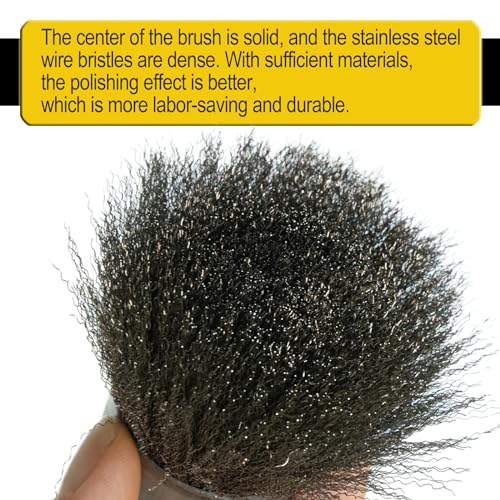 2.5"" 2Pcs Stainless Steel Wire Cup Brush Set, Wire Brush for Drill 1/4"" Hex Shank Fine Wire Drill Brush for Rust Removal