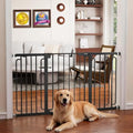 Cumbor 30.4-56.8" Extra Wide Baby Gate, Auto Close Dual Lock Dog Gate Black - color: Black, size: 30.4"-56.8" W x 30.5" H