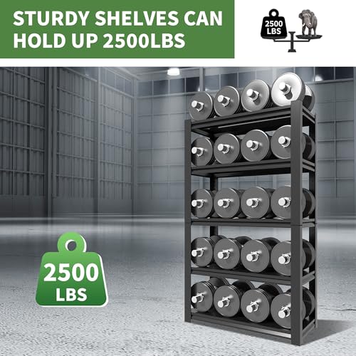 72" H Garage Shelving, Garage Shelves Heavy Duty, 5 Tier Adjustable Garage Storage Shelves for Warehouse, Basement, Workshop, Kitchen, Require Assembly, 16''D*36''W*72''H, Black - color: Black, size: 16"D*36"W*72"H