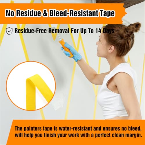 HongWay Masking Tape 1 Inch, 6 Rolls x 22yd (132yds in Total) Painters Tapes for Painting Labeling Arts Crafts, Easy Removal, No Residue (0.94in Yellow) - color: Yellow, size: 0.94IN*22YD