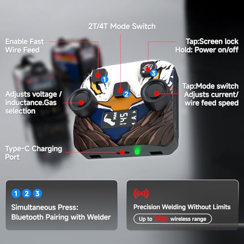 ANDELI 4-in-1 MIG Welder with 2.4GHz Wireless Remote 145A，110V/220V - color: Blue2