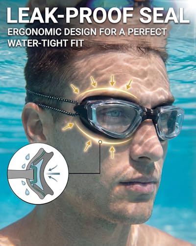 Aegend Swim Goggles, Swimming Goggles No Leaking Full Protect Adult Youth - color: Transparent Black