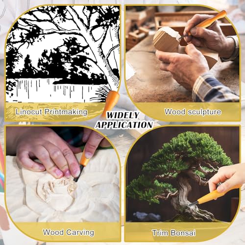 WILLBOND 5 Pcs Linoleum Carving Tool Set Wood Handle Linocut,Classic - style: Classic