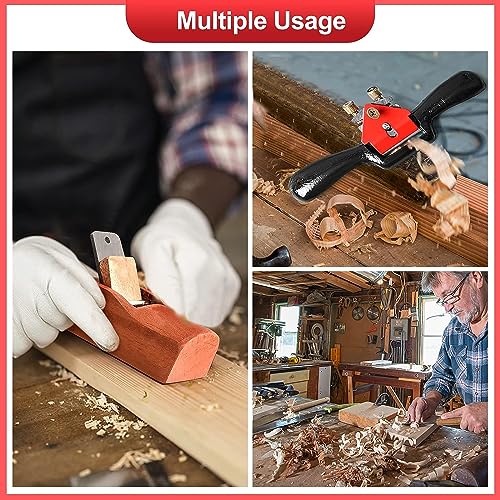 Spokeshave Set, 6pcs Metal Blades, Portable Plane & 4-Way Wood Rasp File