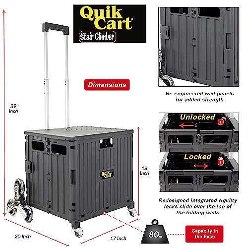dbest Products Quik Cart Stair Climber Collapsible Rolling Crate - Black - color: Black, style: Stair Climber
