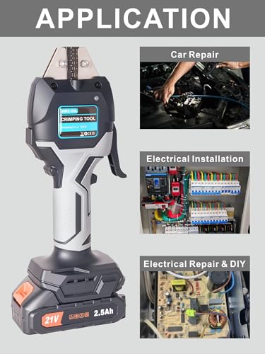 AMZCNC Electric Wire Crimper Battery Powered 0.5-50mm² 7 Dies Tool Kit Set