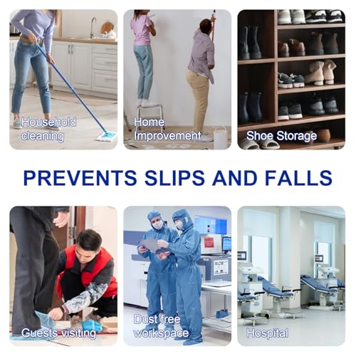 14 Pcs Shoe Covers Disposable Non Slip, 7 Pairs Plastic Shoes Protectors, Thick Boot Cover, Stretchable, One Size Fit Most, Protect Your Shoes, Floor and Carpet (14)
