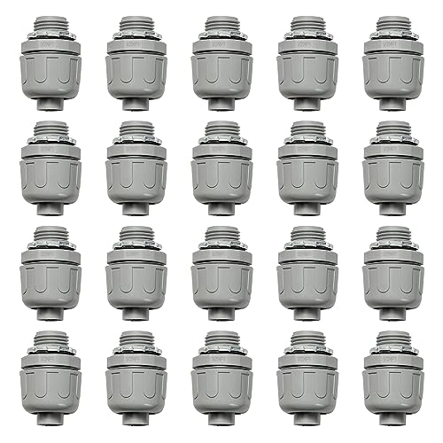 Conduit Connectors, 1/2 Inch, Straight, Grey, 20-Pack - size: 20-Pack