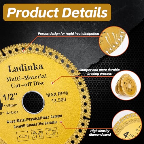 4-Pack 4-1/2 Inch Electro Plated Diamond Grinding Wheel - Heavy Duty Indestructible Disc for Angle Grinder, Multi Material Cutting Blades for Metal, Tile, Stone and Concrete