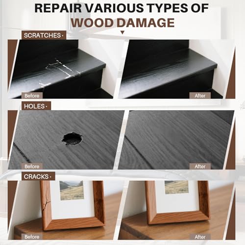 Vinyl Laminate Hardwood Floor Repair Kit -6 Colors Floor Wax Wood Furniture Touch Up Marker Restore Any Scratches, Stains, Cracks, Hole for Floor, Door, Cabinet - color: B-6 Colors