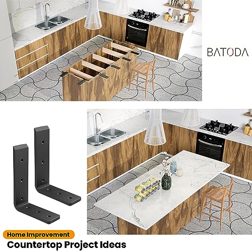 BATODA 8” Countertop Support Steel Brackets (4 PCS), Heavy Duty L Bracket - size: 8 Inch