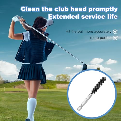 Bremorou 2 Pcs Golf Clubs Head Hosel Brush Golf Brush and Groove Cleaner Golfs Club Cleaning Wire Brushes for Drill Golfs Shaft Ferrules Hex Shank Handle Electric Stainless Steel Attachments