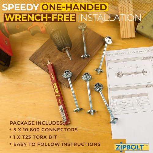 Zipbolt Joint Connector for Countertops and Butcher Blocks, 5 Pack, 10.800