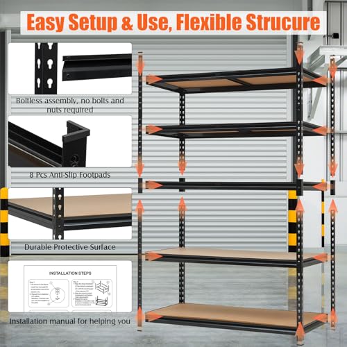 36x18x72 Heavy Duty Garage Storage Shelves,5-Tier Metal Shelving Units - size: 36x18x72