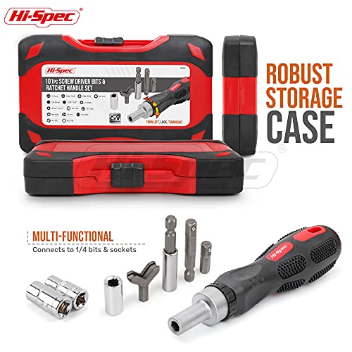 Hi-Spec 101pc Multi Bits Screwdriver & Ratcheting Handle Tool Set Kit. Complete 1/4” Hex Screwdriving with Tamper Proof Security Driver Bits - size: 101pc