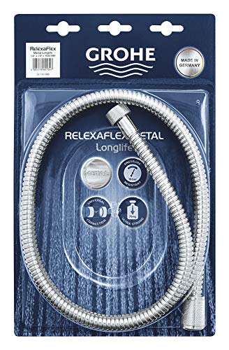 GROHE 28143000 RelexaFlex 59" Metal Longlife Shower Hose, Starlight Chrome