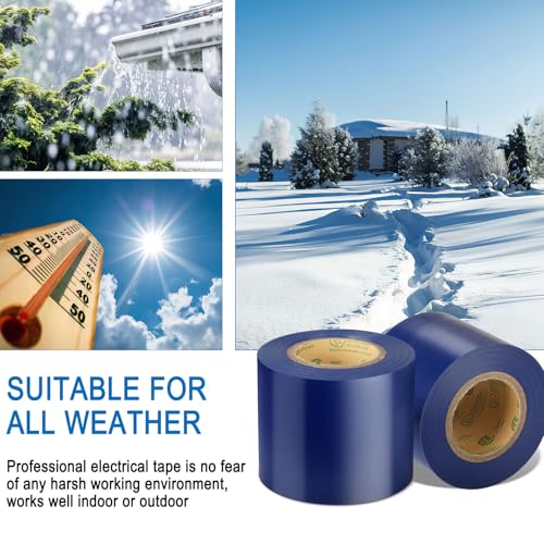 Electrical Tape Blue, 2 in X 33FT, UL Approved Industrial Grade Waterproof High Temperature Electrical Tape, Multipurpose Insulating Wire Wrapping (2 Packs) - color: Blue