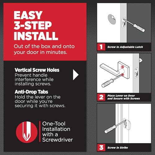Kwikset 720HFLSQT-4 Halifax Lever with Square Rose Passage Door Lock with 6AL Latch and RCS Strike Satin Brass Finish - color: Satin Brass, size: 1 Pack