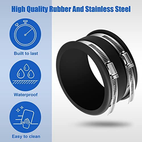 Minatee Dust Control Flex Cuffs with Stainless Steel Hose Clamps, Flexible PVC Coupling for Plastic and Copper Plumbing Connections, Connector Ports Dust Collection Fittings(4 Inch, 3 Pcs) - size: 4 Inch