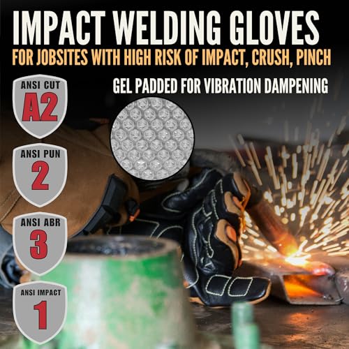 Cestus 7027, Impact Resistant Welding Gloves, Gel Padded Palm - size: Medium