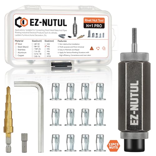 Jack nut Installation Tool Set Hand Thread Insert Jacknuts with Tool Kit - size: M4-12PCS With Tool