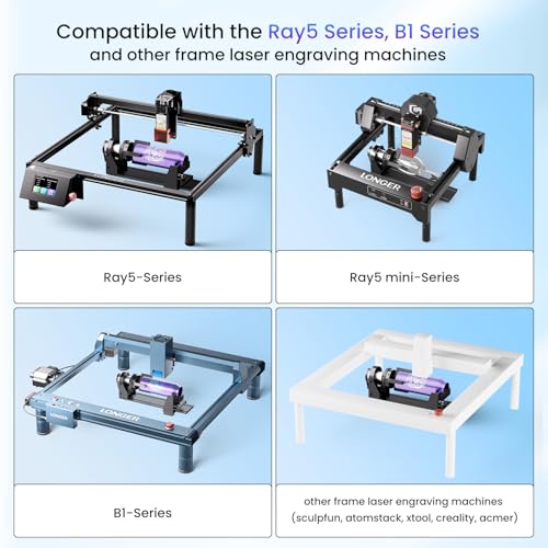 Longer Rotary Roller Series, Rotary Extension for Ray5/B1 Series, Other Frame Engraving Machines (Must with 12Pcs Riser), Y-axis Rotary for Engraving Cylindrical Objects, Tumbler, Size 323*80*112mm - size: 323*80*112mm
