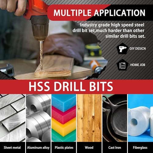 230 Pcs(3/64"-1/2") Titanium Coated HSS Drill Bit Set - size: 230pcs