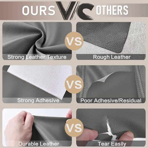 Leather Repair Tape, Self Adhesive Leather Repair Patch Kit Medium Grey - color: Medium Grey, size: 4x 63 inch