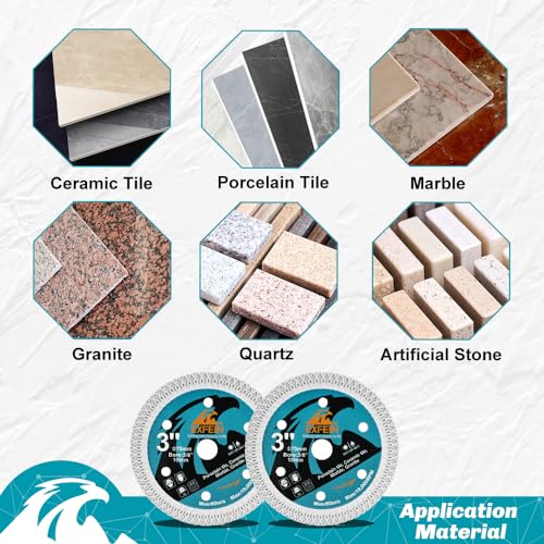 3 Inch Tile Blade 4pcs, Super Thin Diamond Saw Blade for Cutting Porcelain Tiles Granite Marble Ceramics Diamond Disc - size: X Mesh(for tile)