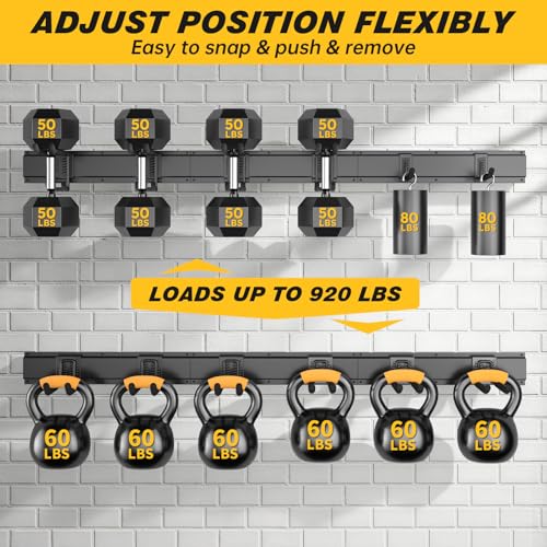 99 Inches Garage Storage, UUP Garage Organization, Wall Mount Garden Tool Organizer, Max 1000lbs Adjustable Metal Hook, Yard Shed Hanging Utility Rack, Heavy Duty Shelving for Rake Broom Mop Snowboard - size: 99" Alloy Steel with 6 Panels & 14 Hooks