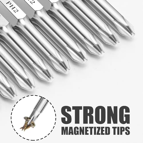 NAUIX 10Pcs Phillips #2 Bit Set (2" Long), PH2 Phillips Head Drill Bits - style: PH2