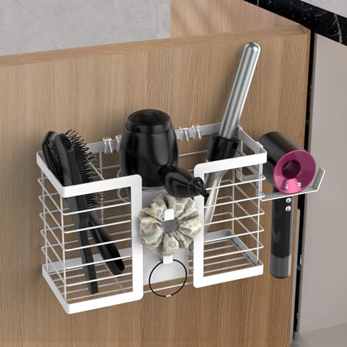 FUNKYLEE 3-in-1 Universal Hair Tool Organizer Wall Mount, White - color: White