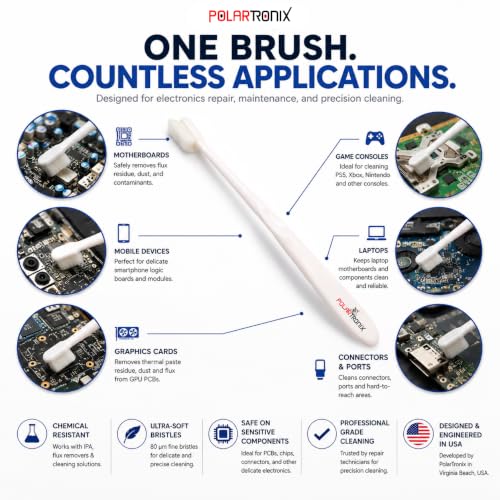 Precision PCB Cleaning Brush with 10,000 Ultra-Fine Bristles – Flux Remover for Circuit Boards, IC Chips, BGA Pads, Phones, Tablets, & Electronics Maintenance