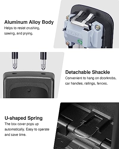 Puroma Key Lock Box Large with Code Lockbox Outdoor Wall Mount 1 Black - color: Pure Black
