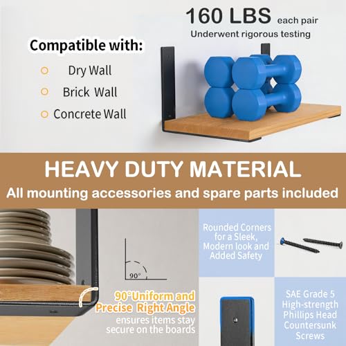 10 Inch Heavy Duty Floating Shelf L Brackets, 160 lbs, 4 Pack - size: 10x6"(4pcs)