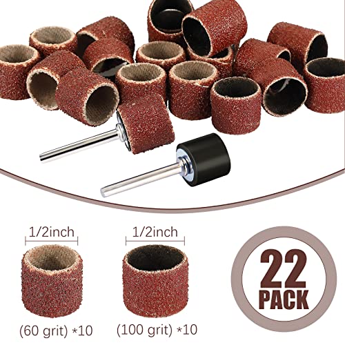 Leelosp 22Pcs Dog Nail Grinder Bands Drums,1/2 Inch 60 Grit and 100 Grit - size: 1/2 Inch 60 Grit and 100 Grit
