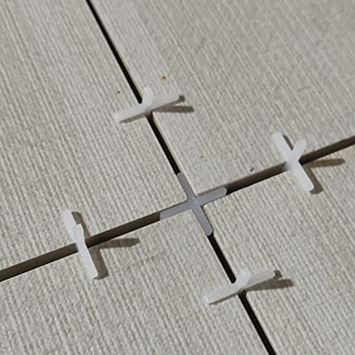 Lasenersm 500 Pieces White Plastic Tile Spacers, 1mm, Modern Style, Square Edge, Glue Down Installation, Geometric Pattern