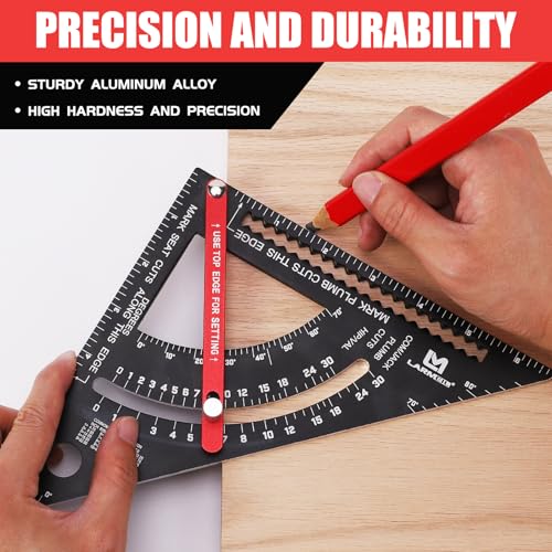 Carpenter Square 7 inch Woodworking Tools Adjustable Rafter Square Carpenter Tools, Combination Square Framing Square, Aluminium Carpentry Squares, Gift for Carpenters - style: 7inch
