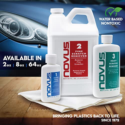 NOVUS-PK1-2 | Plastic Clean & Shine #1, Fine Scratch Remover #2, Heavy Scratch Remover #3 and Polish Mates Pack | 2 Ounce Bottles - size: 2 Ounce